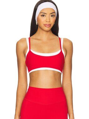 FORM Layered Sports Bra in Cherry Red White XS